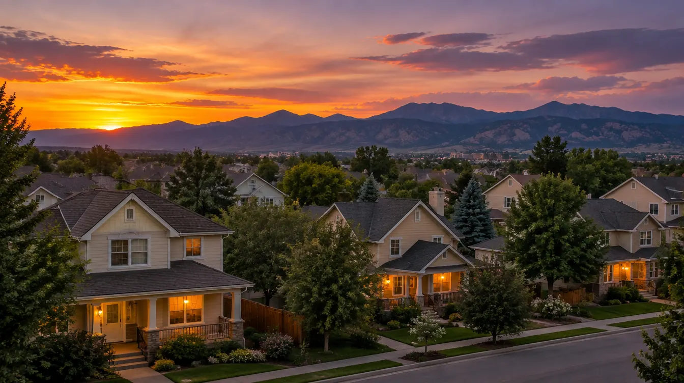 Denver neighborhood at sunset where a same day exterminator is one call away
